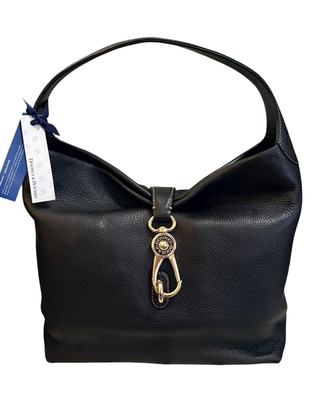 Dooney & Bourke Logo Lock Slouchy Hobo Bag Solid Black NWT Dust Bag Keychain